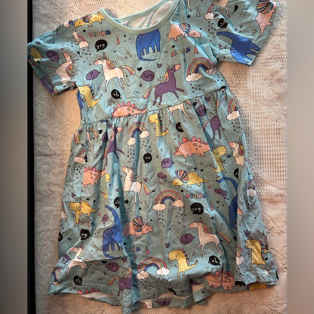 5 for $25 - Colorful Unicorn and Dinosaur Print Dress